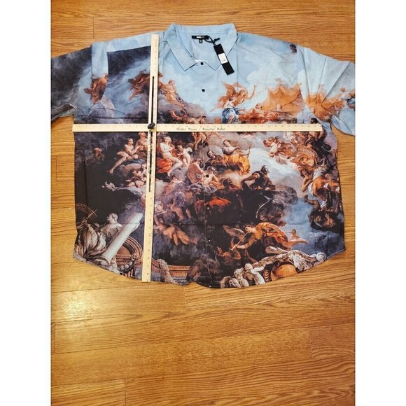 Fashion Nova Mens Button Down shirt Sz XXXL Fits like a 4X or 5X Renaissance Art - Picture 8 of 12